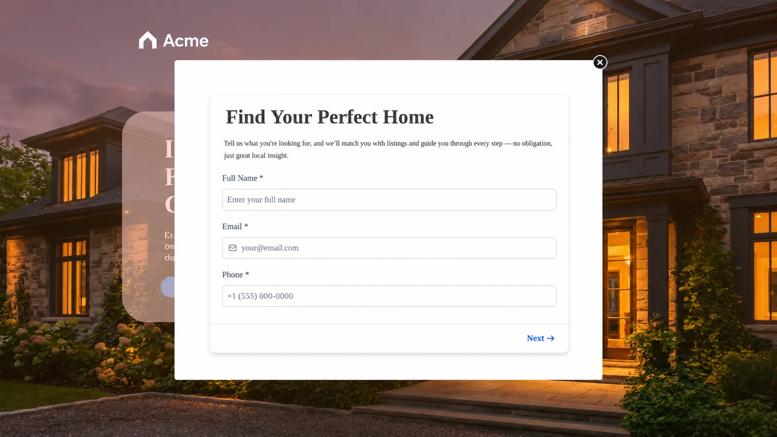 Real estate lead capture funnel built inside GoHighLevel: buyer and seller funnels pre-wired to pipelines
